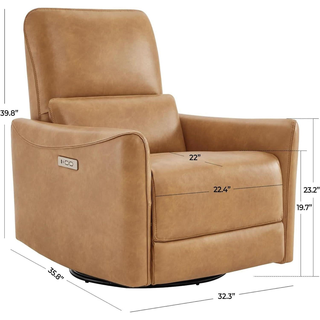 Power Recline Swivel Recliner With Lumbar Support For Living Room by ShipItFurniture