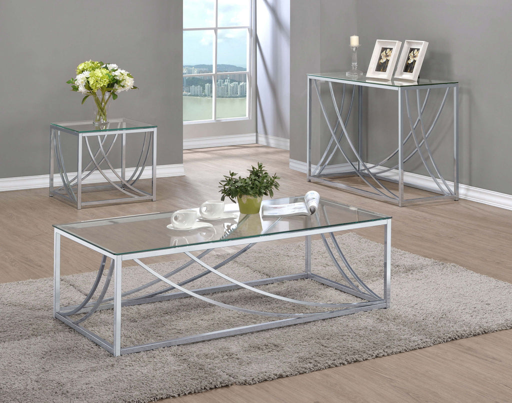 Lille Glass Top Entryway Console Table Accents Chrome by Unique Piece Furniture