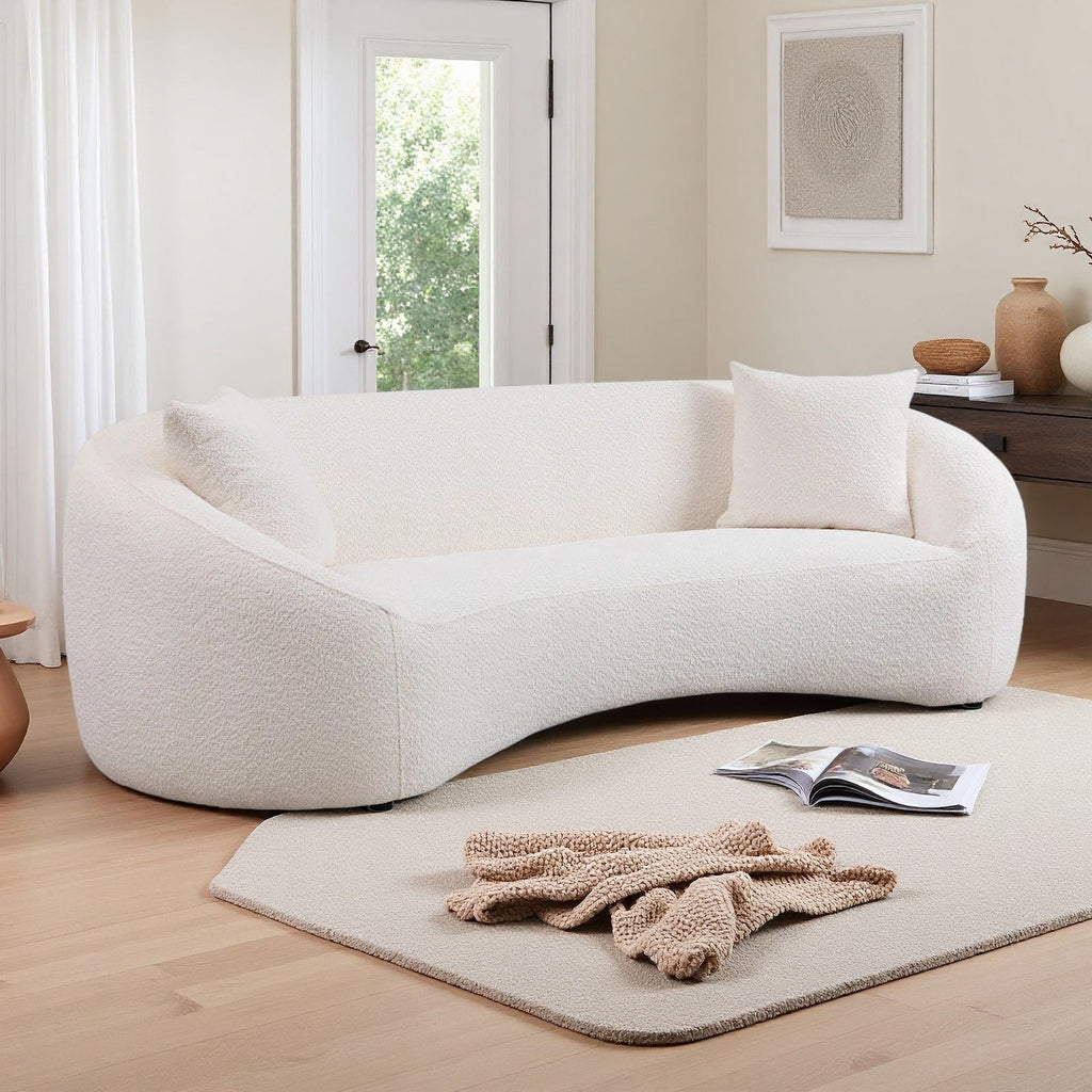 Curved 3 Seater Sofa For Living Room - White by Unique Piece Furniture