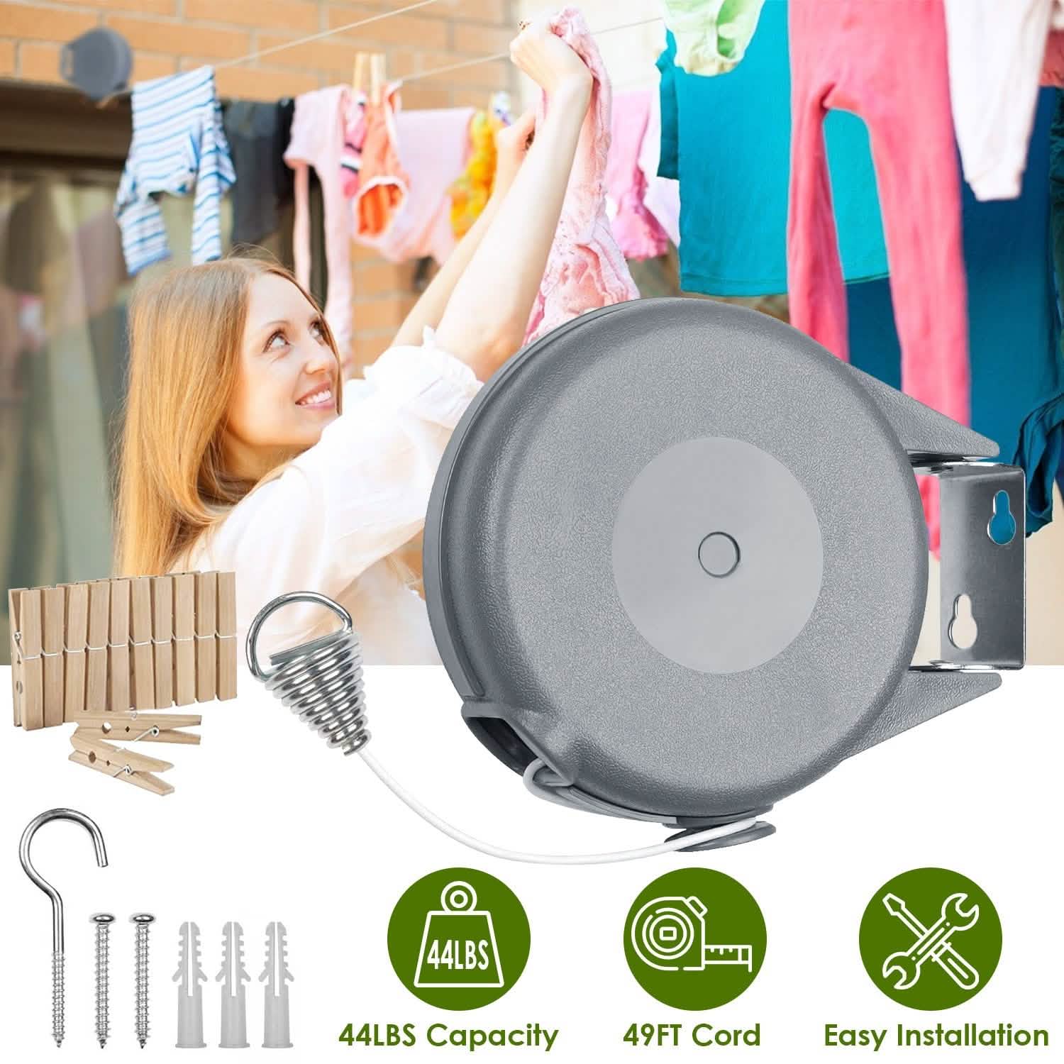 49 Ft. Retractable Clothesline Rope by DailySale