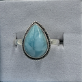 Sterling Silver Larimar Tear Ring - Size 7 - Calm & Communication by Sacred Crystals