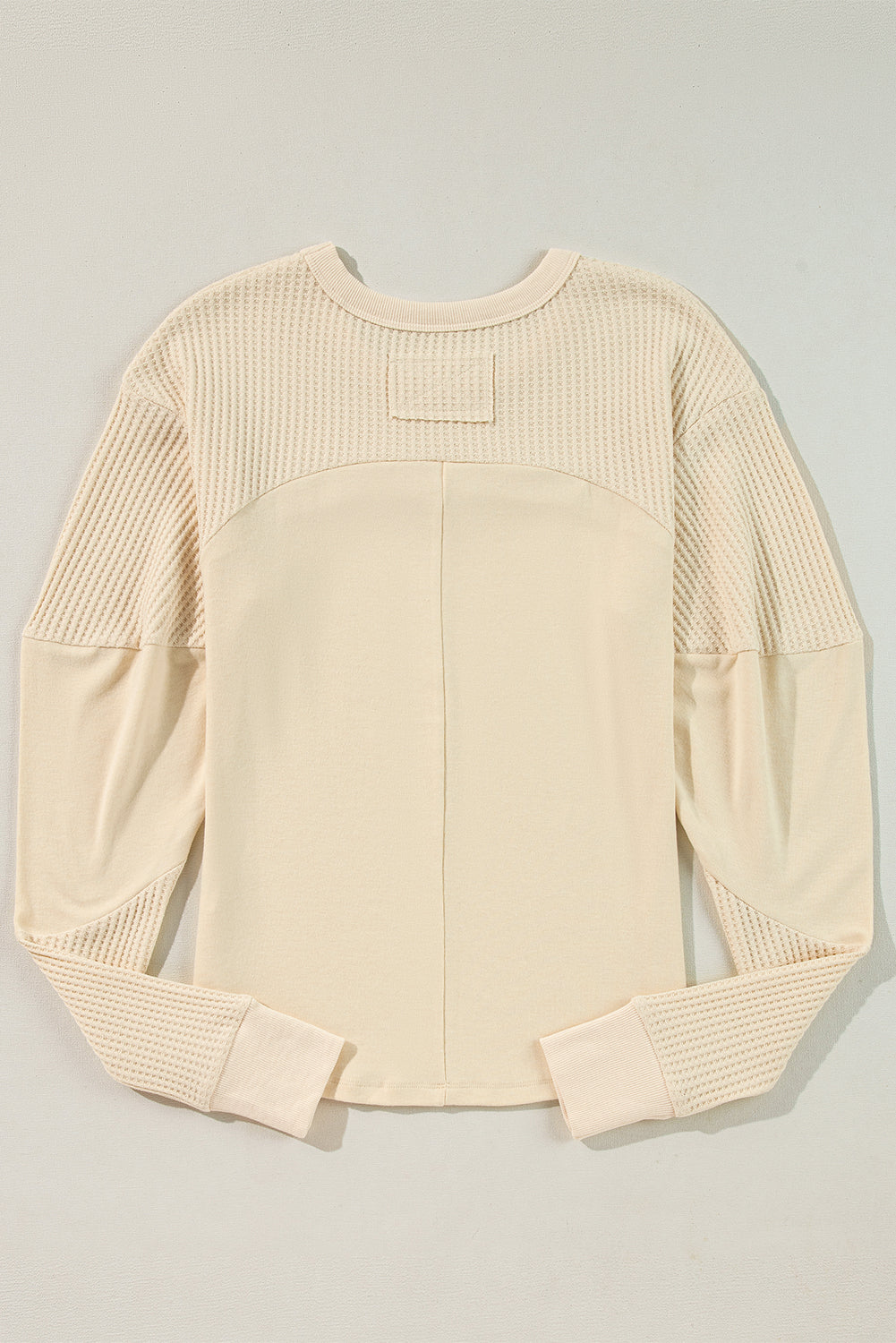 Beige Thermal Knit Patchwork Exposed Seam Long Sleeve Top by Dear-Lover Dropshipping