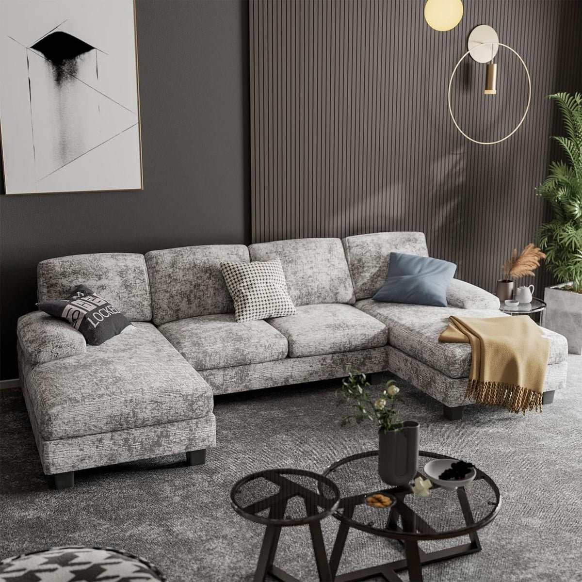 2 Piece Fabric Sectional Sofa With Reversible Chaise by ShipItFurniture