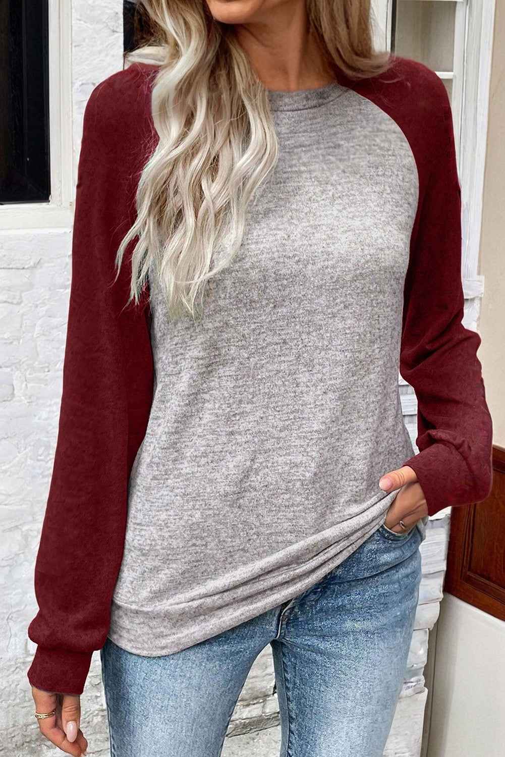 Evergreen Colorblock Raglan Long Sleeve T Shirt by Wild and Free Boutique