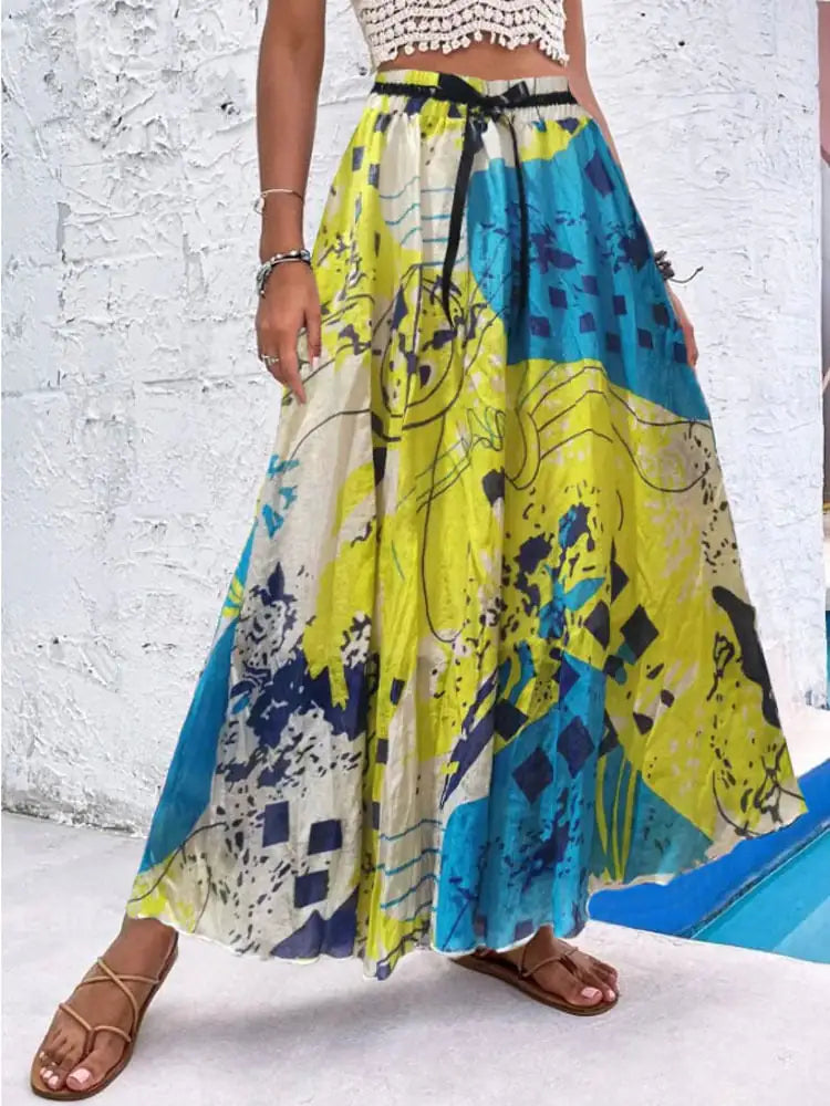 Women's Bohemian Print A-Line Skirt by Trendy Attic Store01