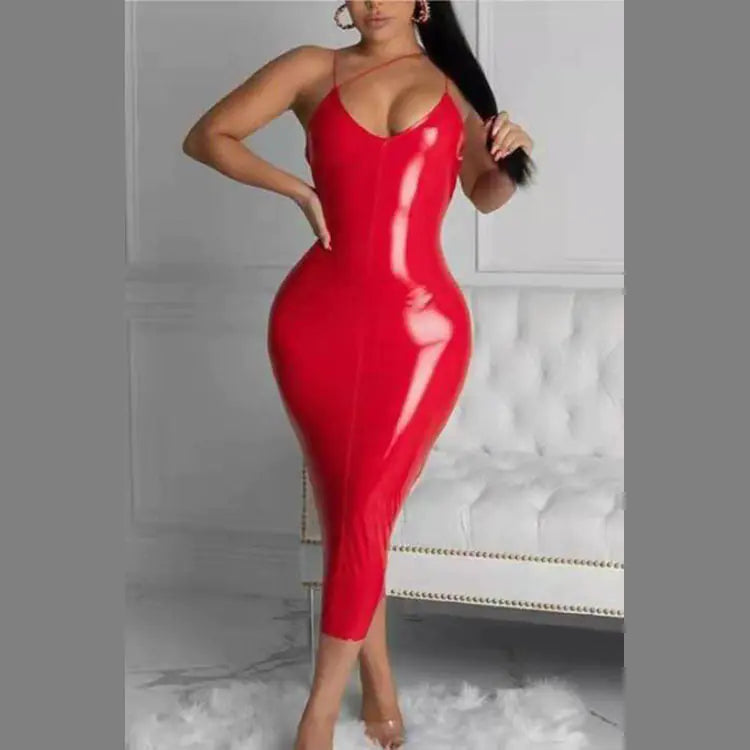 Plus Size Women's Stylish Autumn Winter Leather Dress by Trendy Attic Store01