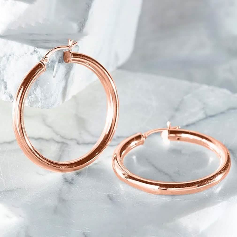25mm Classic French Lock Hoops in Solid Sterling Silver by DailySale