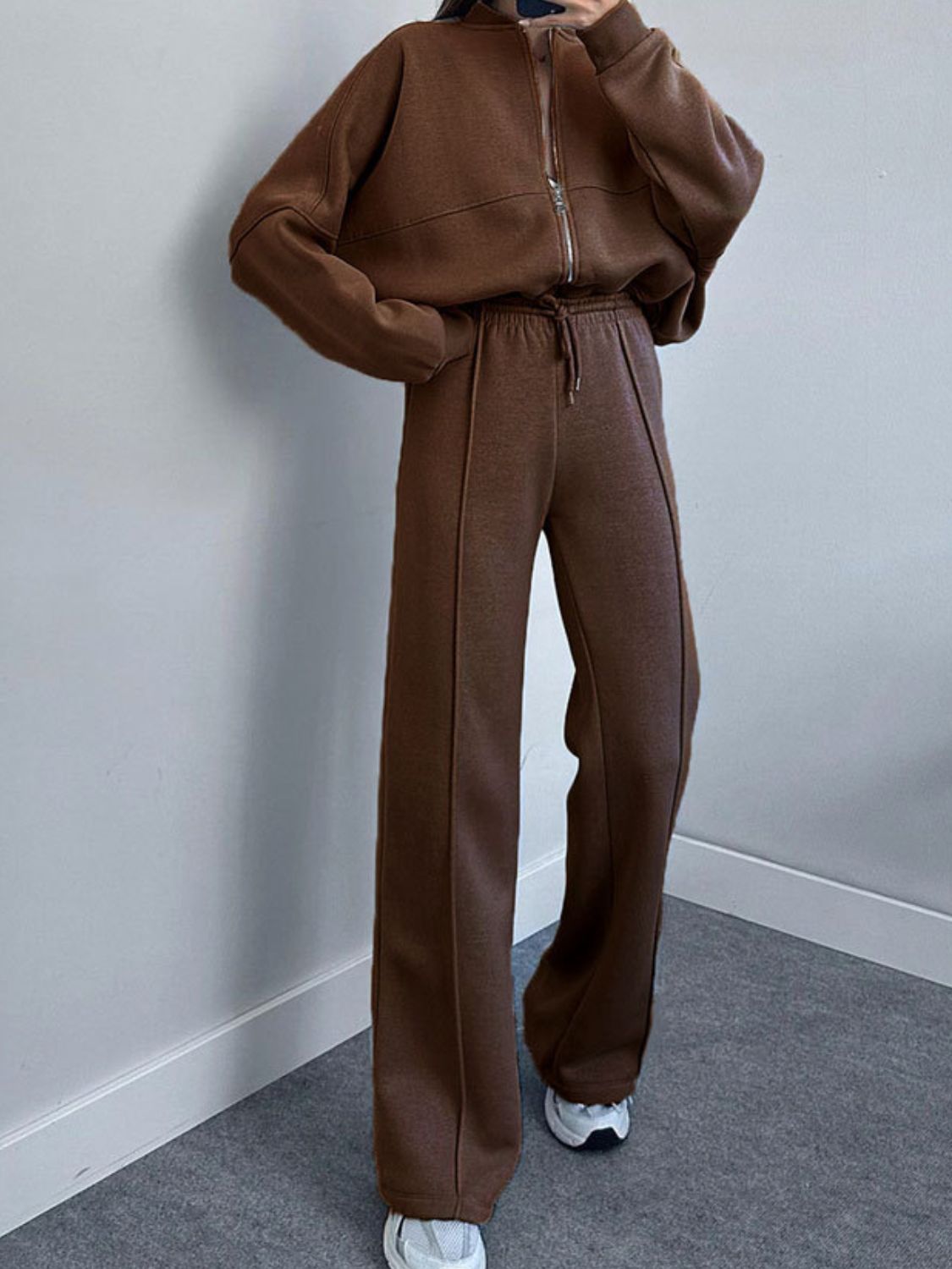 Baseball Collar Zip Up Top and Drawstring Paants Set by Wild and Free Boutique
