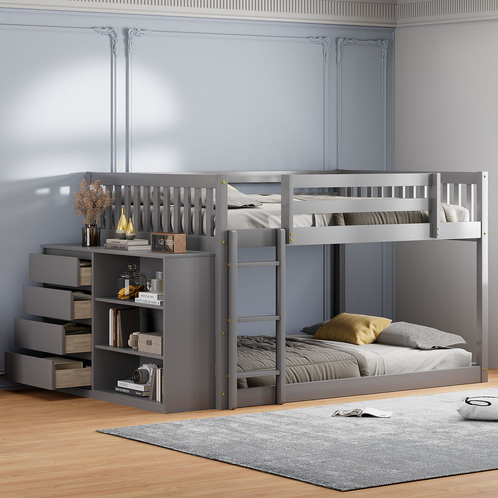Bunk Bed With 4 Drawers And 3 Shelves by Unique Piece Furniture