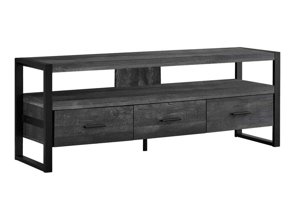 TV Stand, Console, Media Entertainment Center, Storage Solution Drawers - Black by Unique Piece Furniture