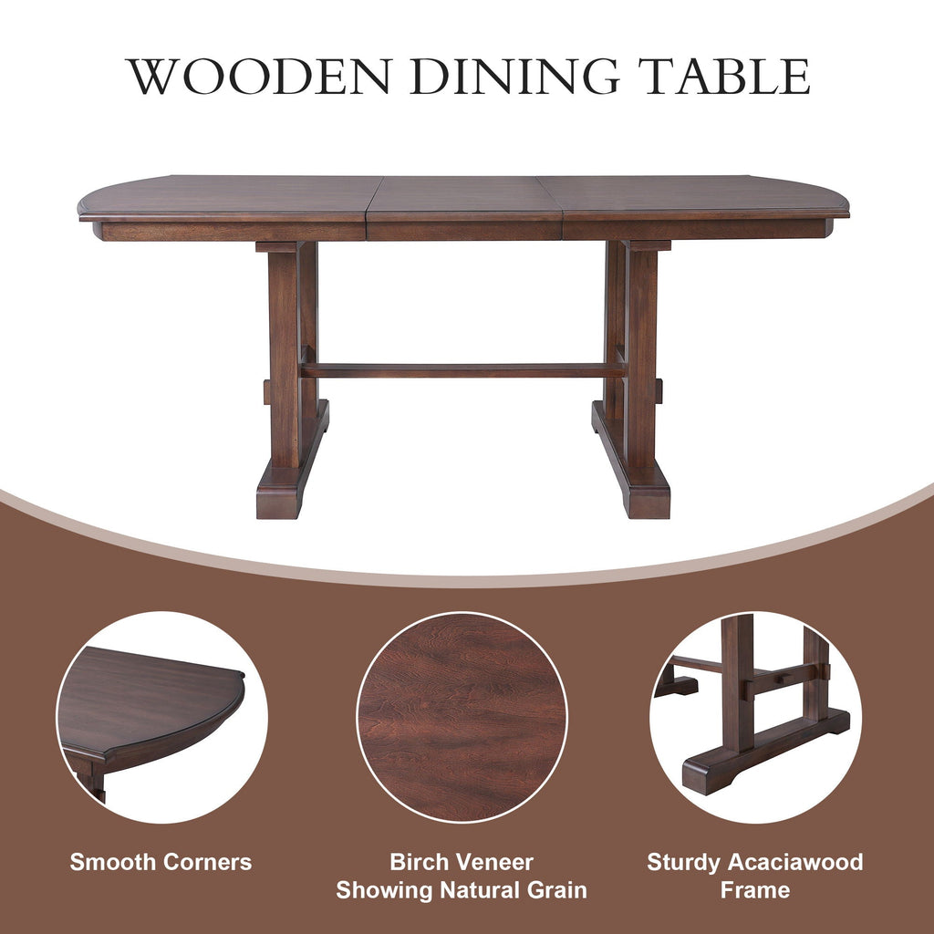 6 Piece Extendable Dining Table Set, Wood Table With Removable Leaf, 4 Upholstered Chairs And Bench - Cherry by Unique Piece Furniture