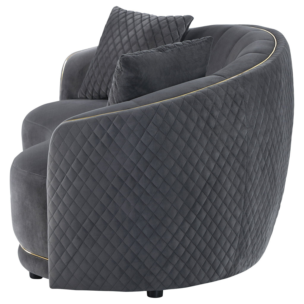 Brookside Velvet Upholstered Curved Loveseat Dark Grey by Unique Piece Furniture