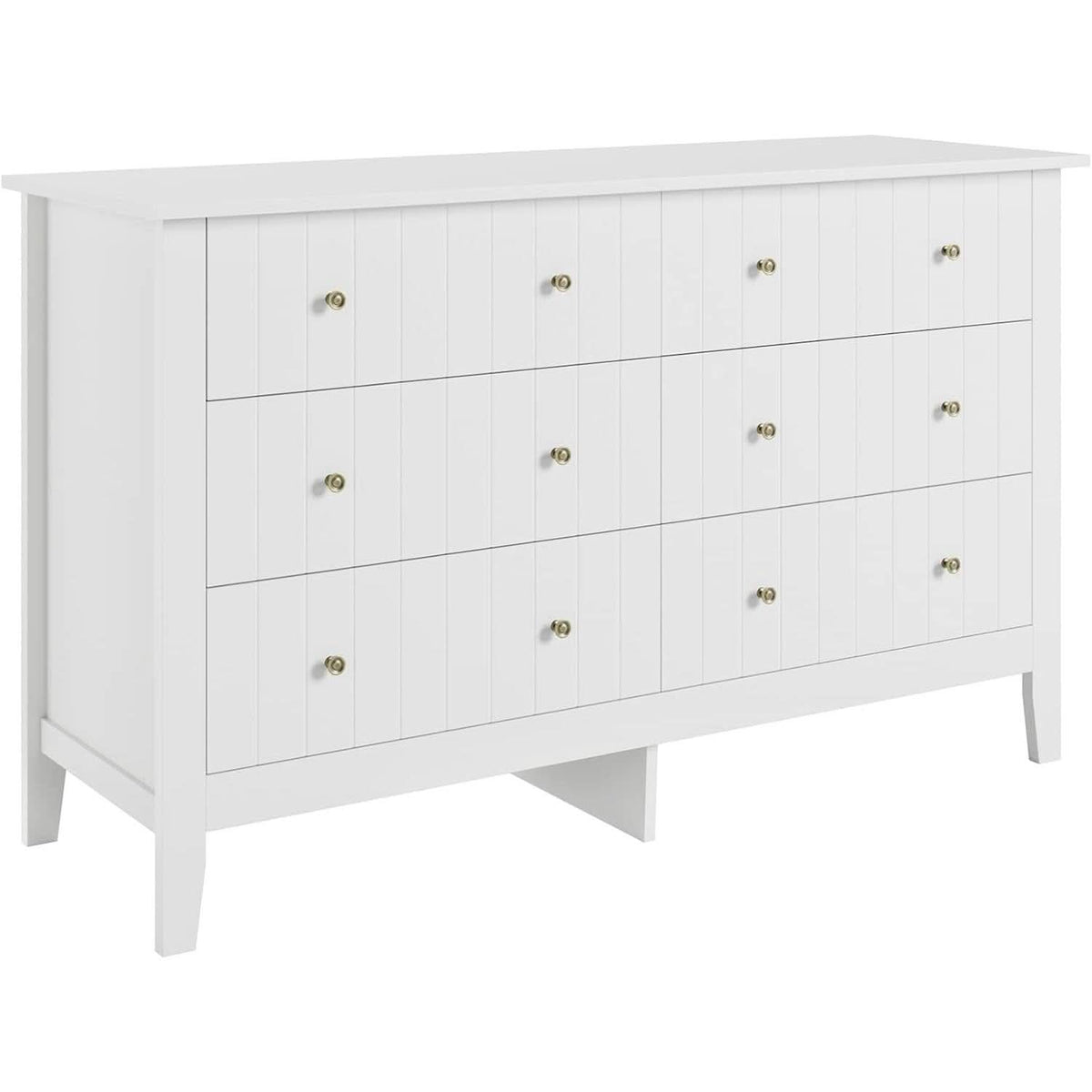 White 6 Drawer Dresser With Deep Space Finish Storage by ShipItFurniture