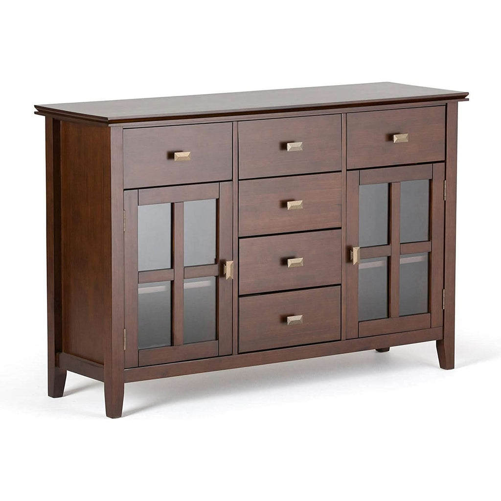Pine Wood Sideboard Buffet Russet Brown Adjustable Shelves by ShipItFurniture