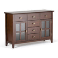 Pine Wood Sideboard Buffet Russet Brown Adjustable Shelves by ShipItFurniture