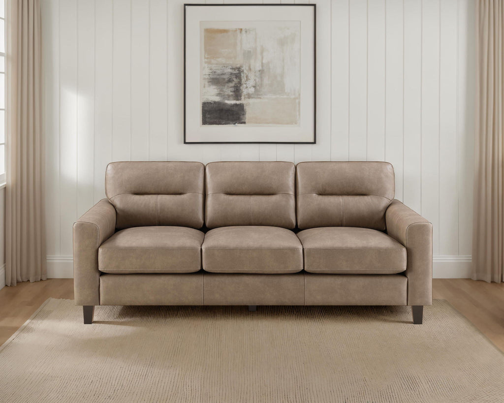 Scotland Faux Leather Upholstered Track Arm Sofa Brown by Unique Piece Furniture