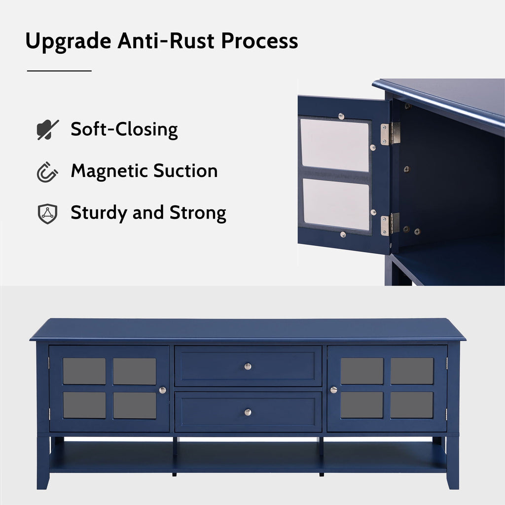 TV Stand, Entertainment Center With Dual Drawers And Hidden Storage, Cabinet With Soft Closing Doors And Sleek Panel Design by Unique Piece Furniture