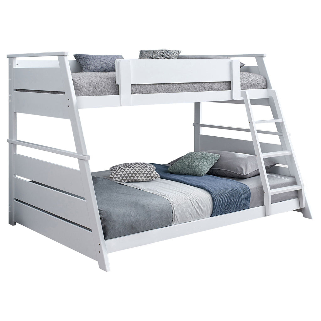 Holden Wood Veneer Twin Over Full Bunk Bed White by Unique Piece Furniture