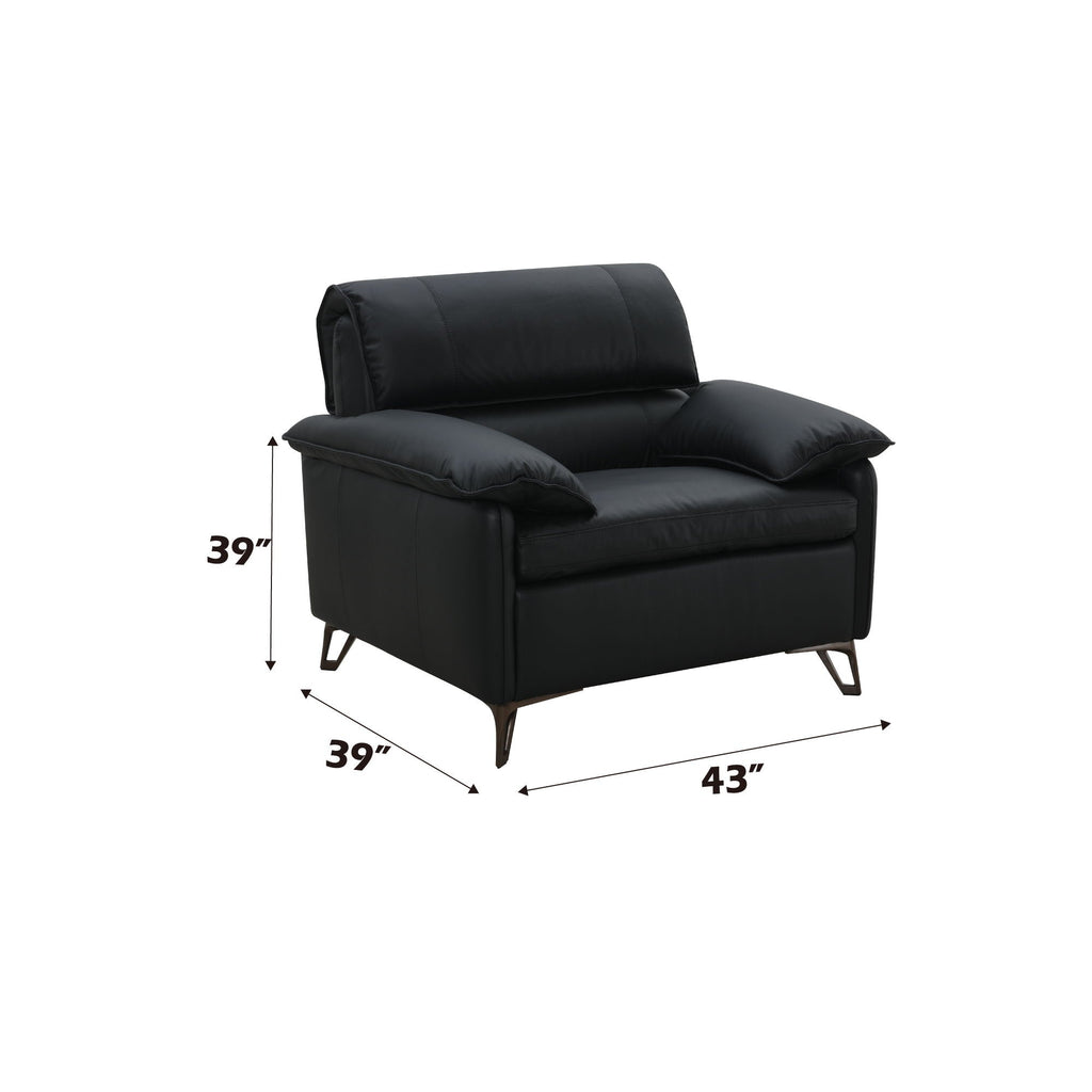 Eilene - Top Grain Leather Chair - Black by Unique Piece Furniture
