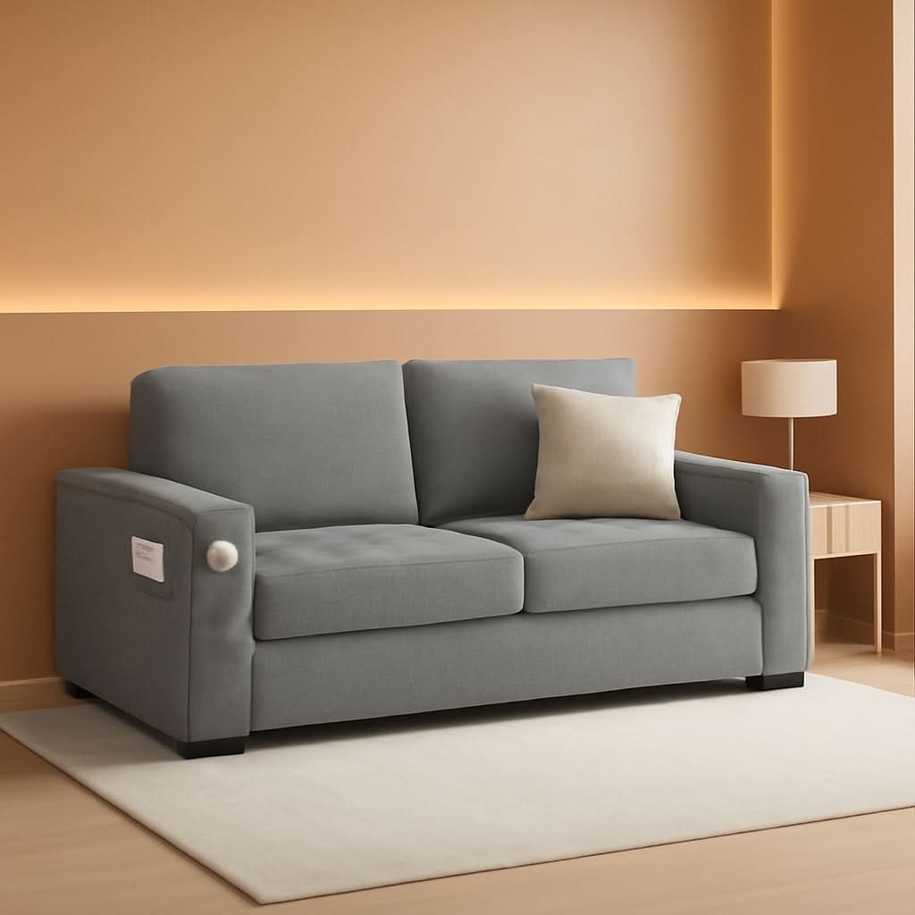 70 Inch Gray Chenille Loveseat With USB C Ports And Plush Cushions by ShipItFurniture