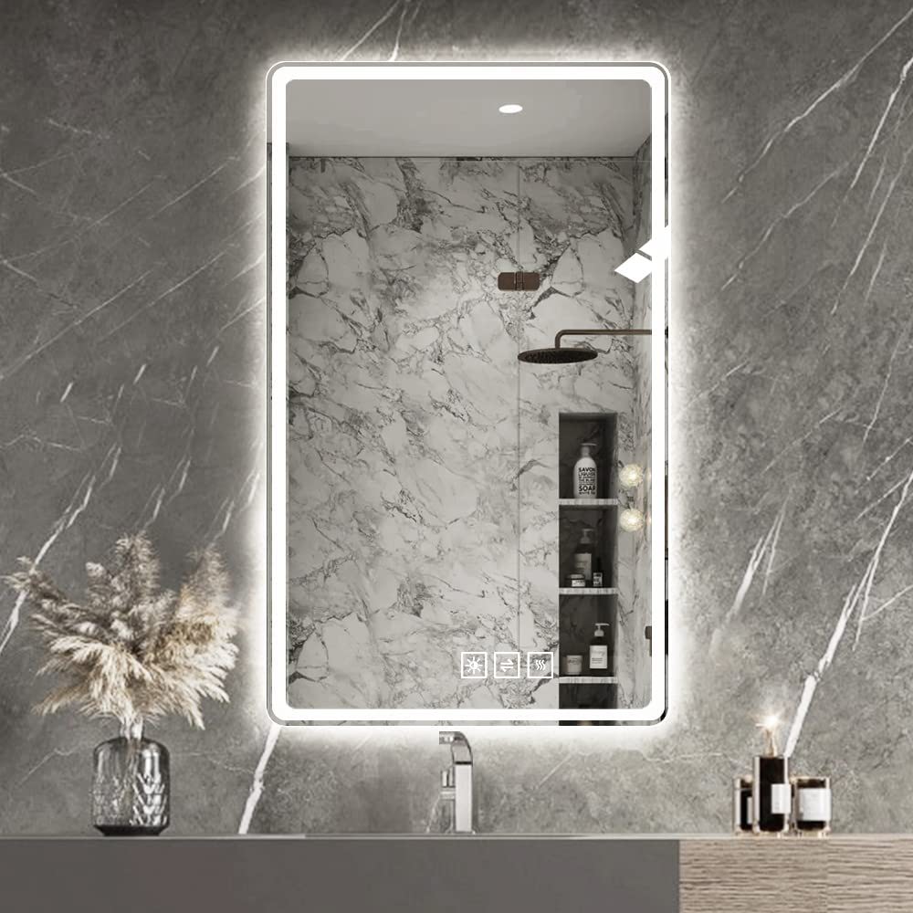 Bathroom Mirror Vanity Mirrors With Front Lights, Wall Mounted, Anti-Fog, Frameless, Horizontal Or Vertical by Unique Piece Furniture