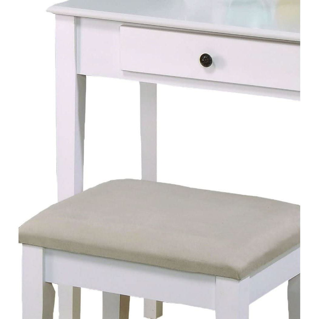 White Transitional Vanity Table and Stool Set for Bedroom by ShipItFurniture