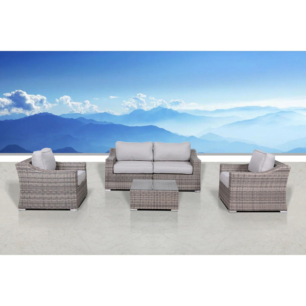 Outdoor Wicker Conversation Set With Cushions, All Weather by Unique Piece Furniture