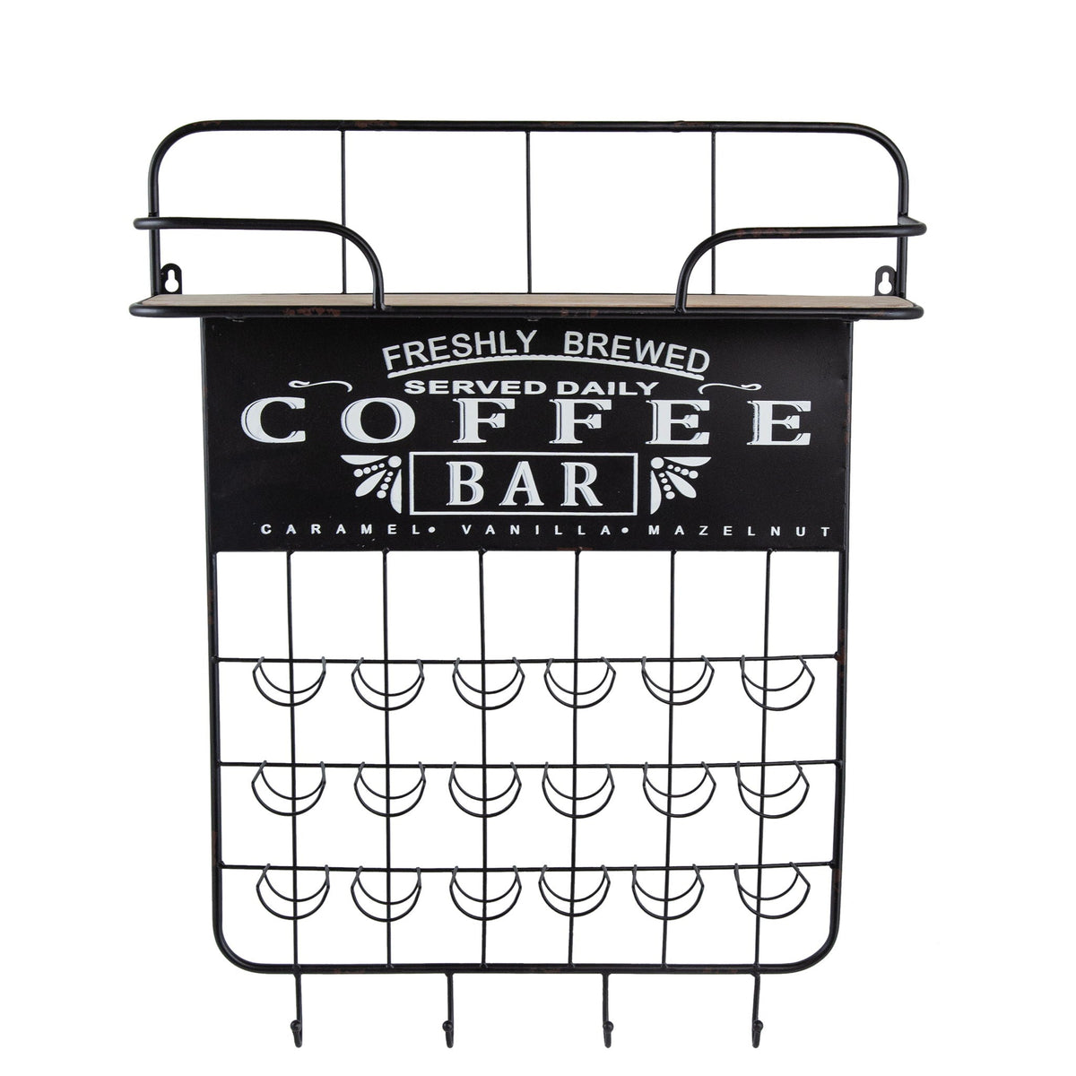 Floating Coffee Bar Shelf With Coffee Pod Holder, Hooks And Storage Shelf - Black by Unique Piece Furniture