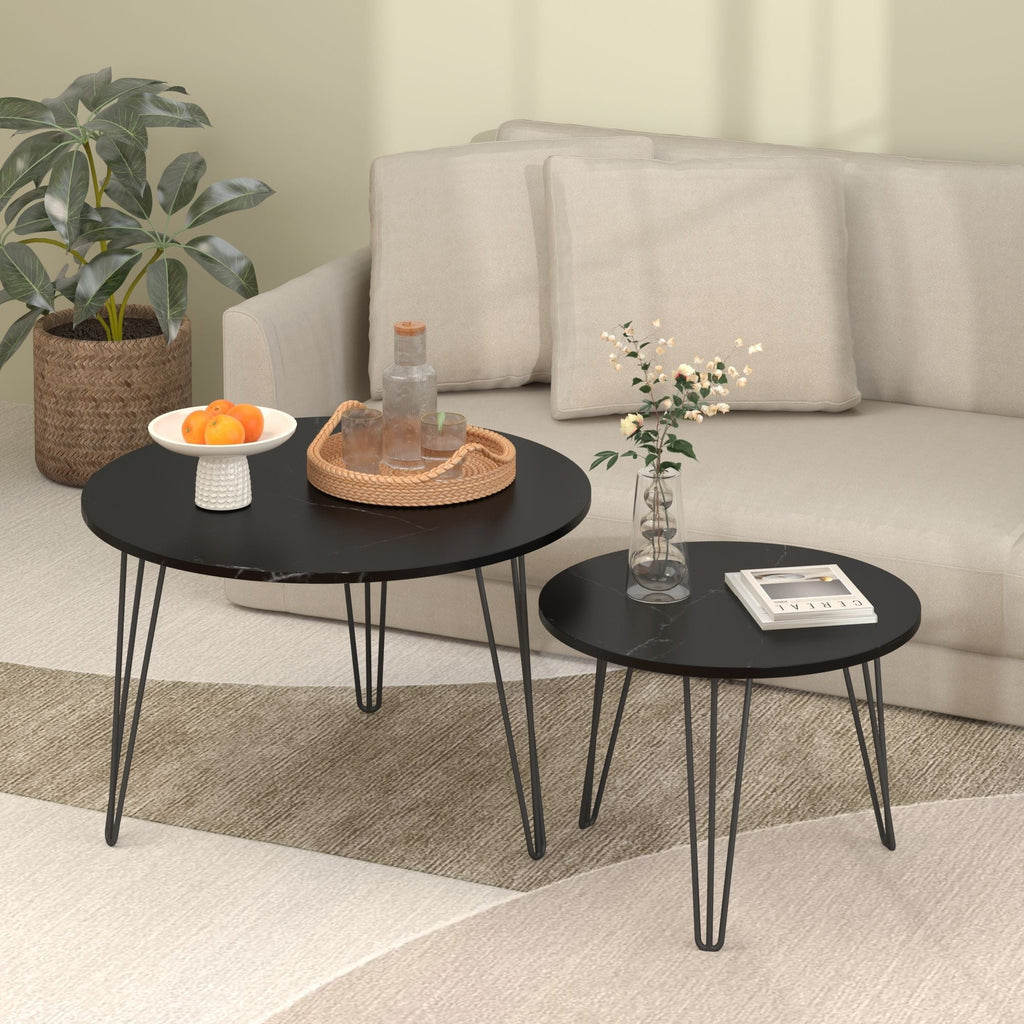 Round Nesting Coffee Table For Living Room (Set of 2) by Unique Piece Furniture