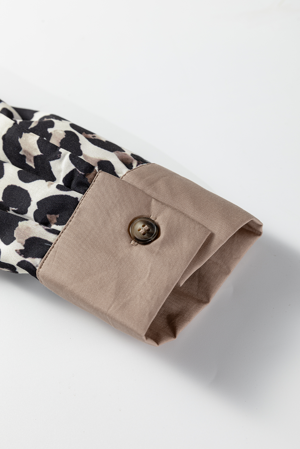 Multicolour Leopard Print Contrast Patchwork Cuffs Button Collared Top by Wild and Free Boutique