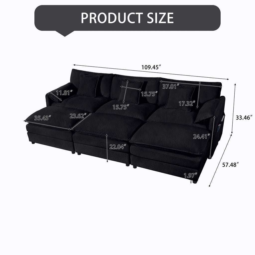 Modern Comfy Deep Seat Modular Sectional Sofa Cloud Couch With Ottoman by Unique Piece Furniture