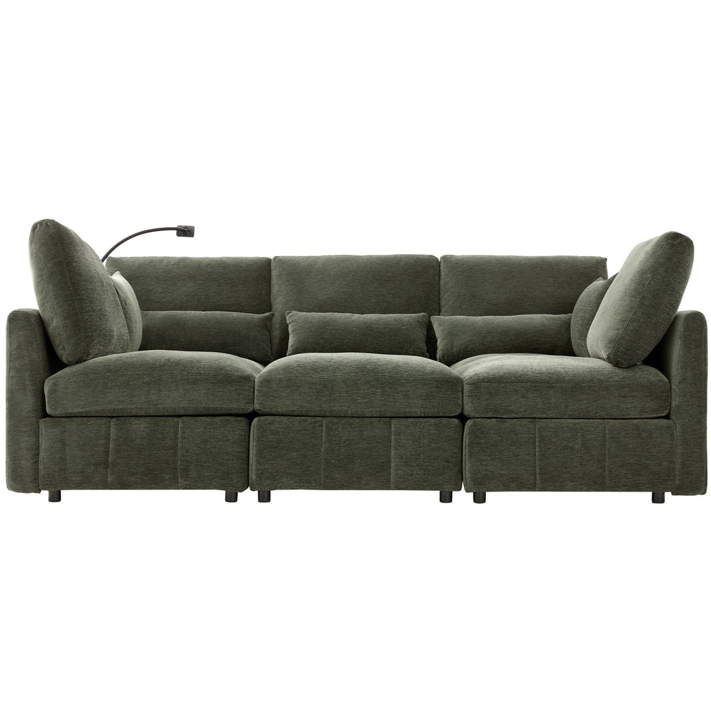 Modern Modular U-Shaped Sofa Bed With Movable Ottoman, USB Ports, Phone Holder by Unique Piece Furniture
