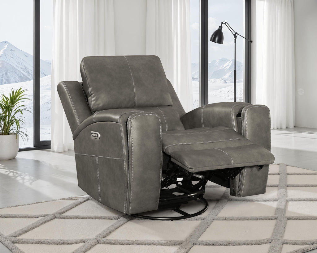 Brickston Triple Power Swivel Glider Recliner Charcoal by Unique Piece Furniture
