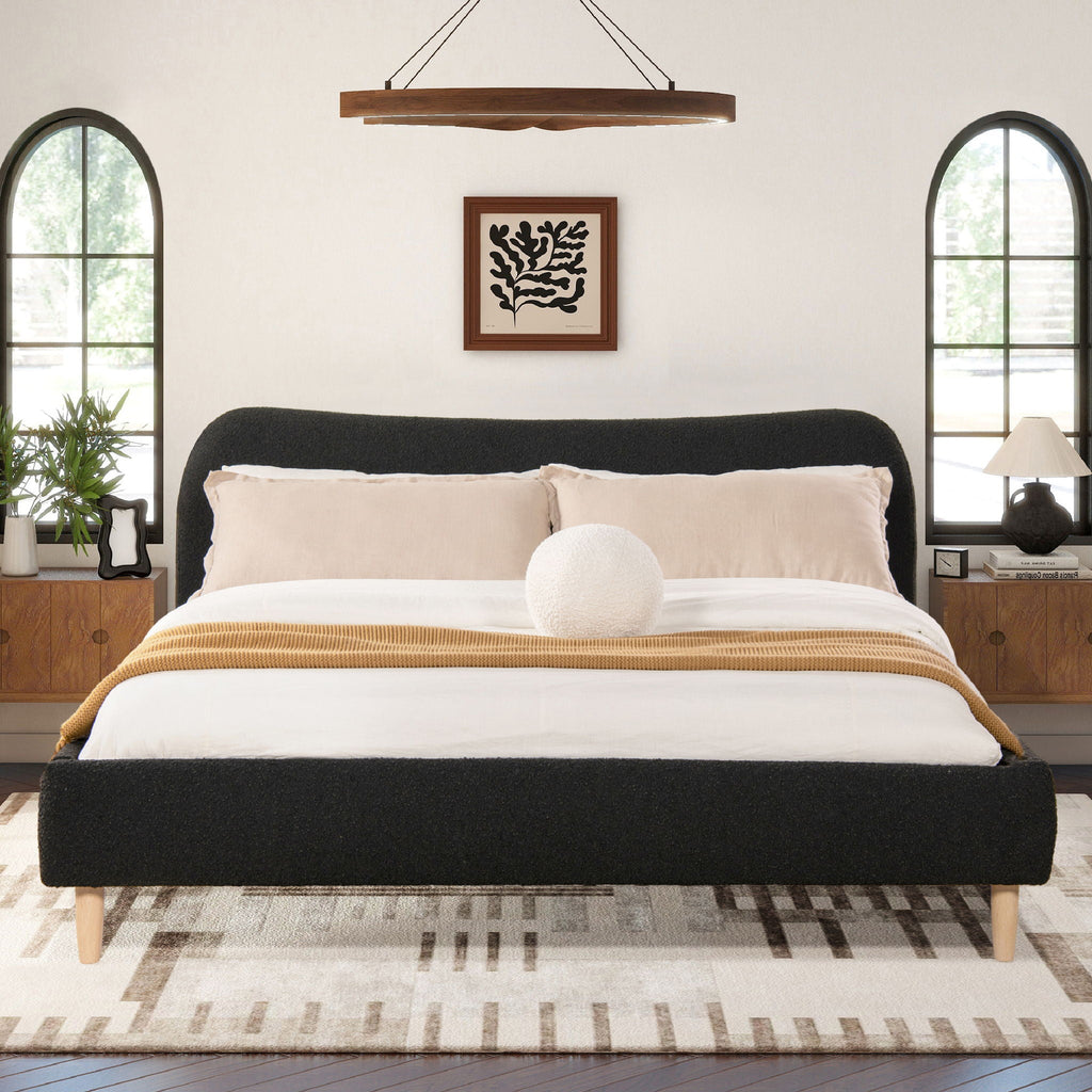 Roman - Curved Headboard Upholstered Platform Bed by Unique Piece Furniture