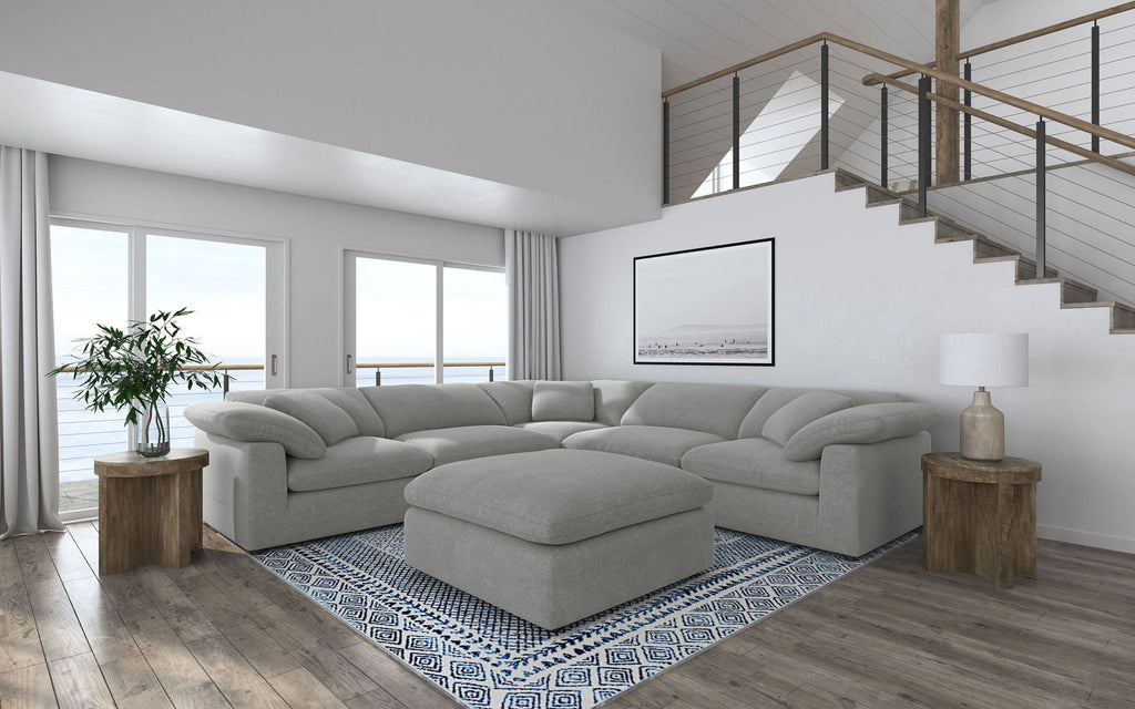 Raleigh Boucle Upholstered Ottoman Grey by Unique Piece Furniture