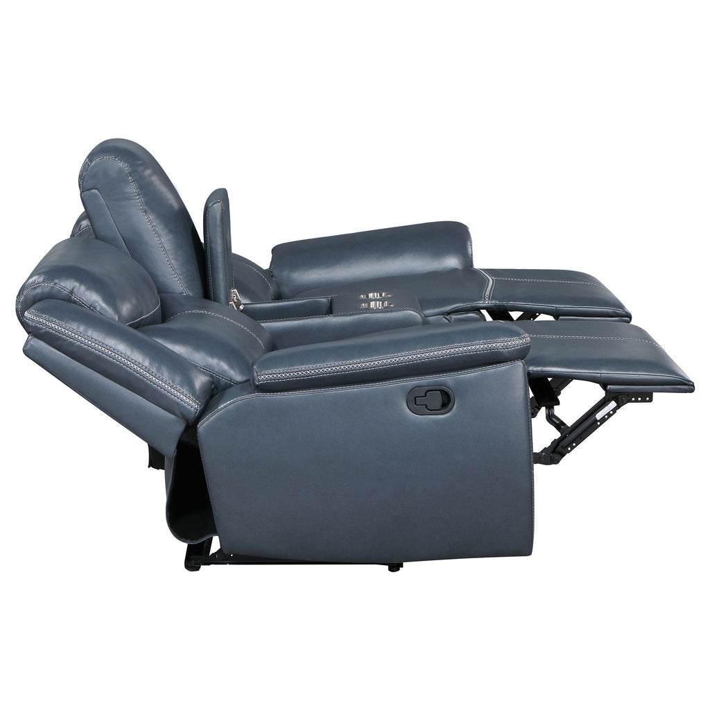 Sloane Upholstered Padded Arm Reclining Loveseat Blue by Unique Piece Furniture