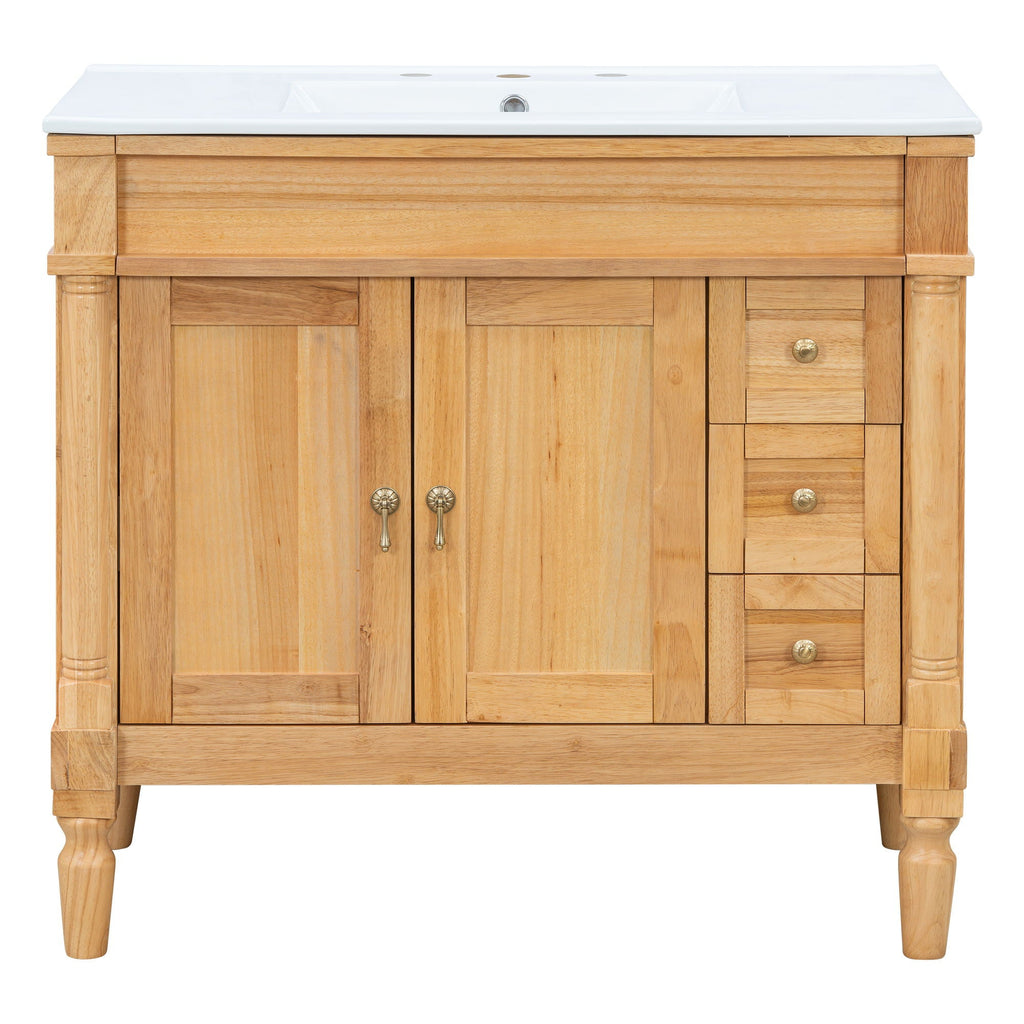Modern Bathroom Vanity With Ceramic Sink, Soft Close Doors, Adjustable Shelves by Unique Piece Furniture