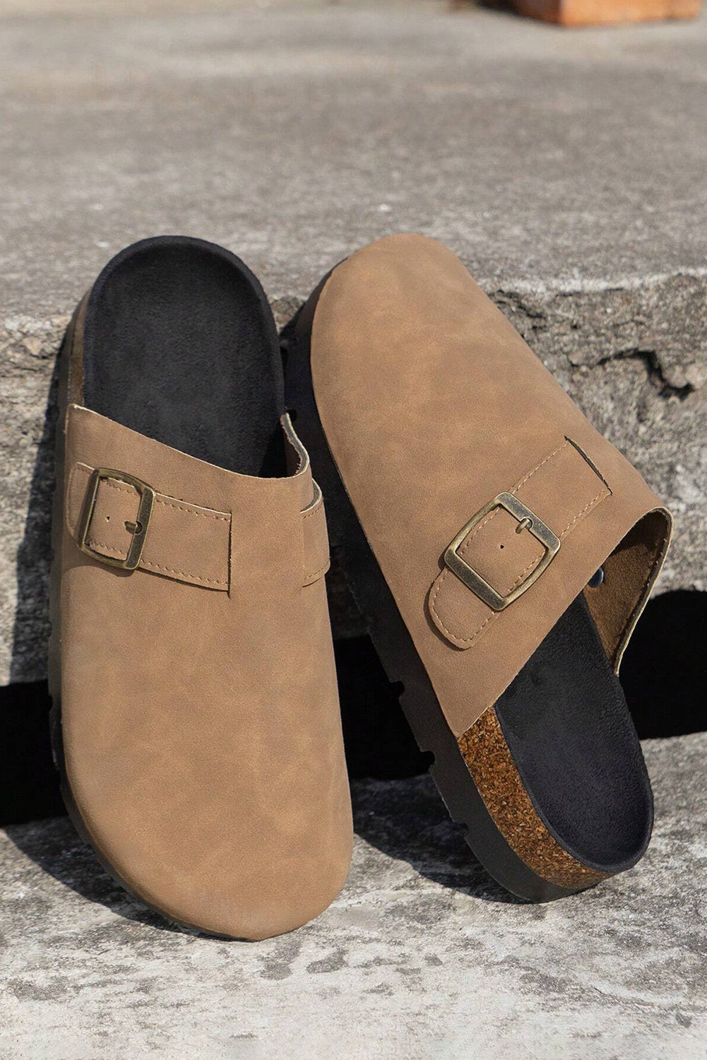 Light French Beige Slip On Corky Platform Shoes by Wild and Free Boutique