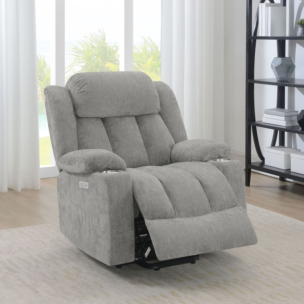 Houston Upholstered Power Lift Recliner Grey by Unique Piece Furniture