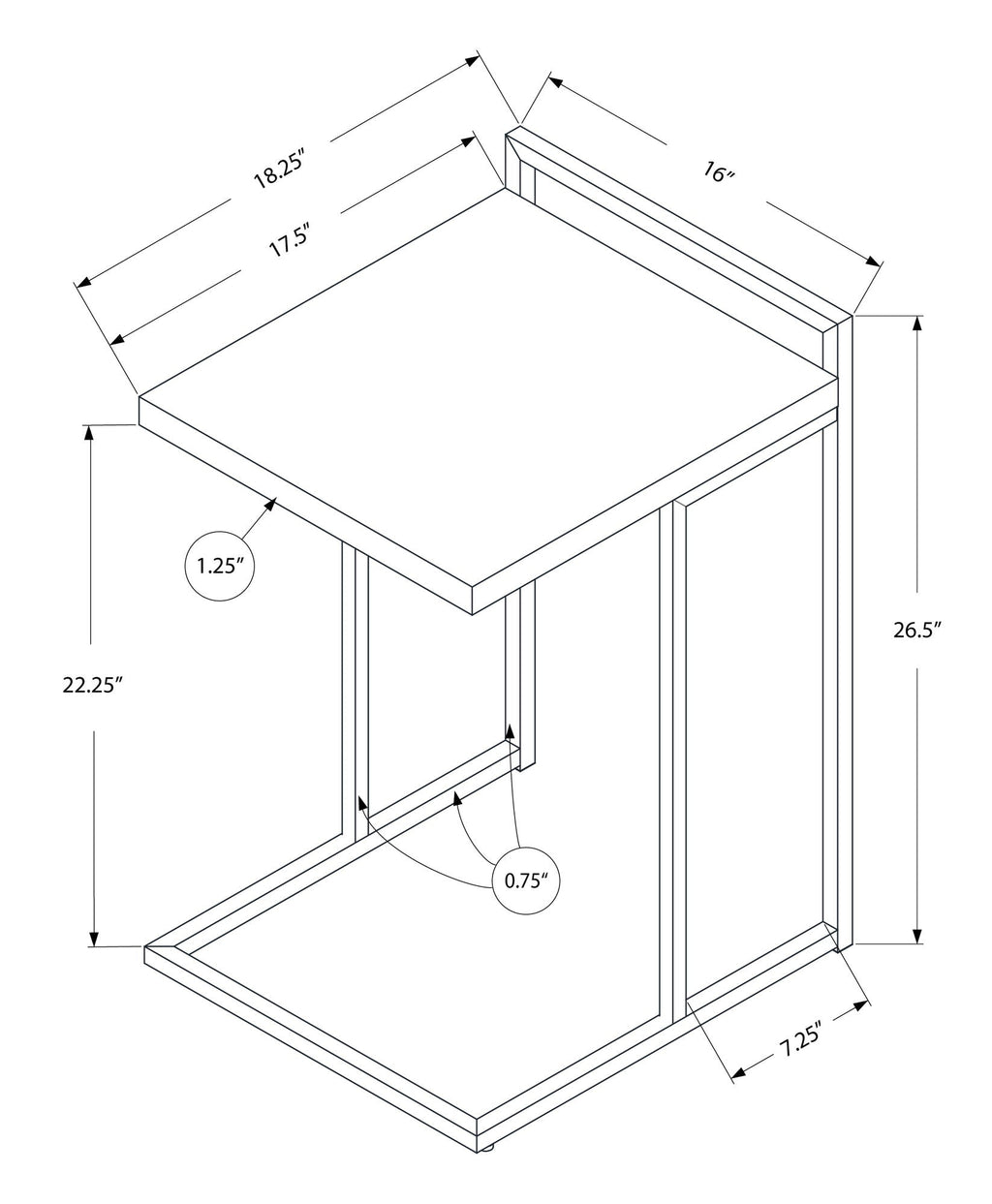 Accent Table, C - Shaped, Contemporary & Modern by Unique Piece Furniture