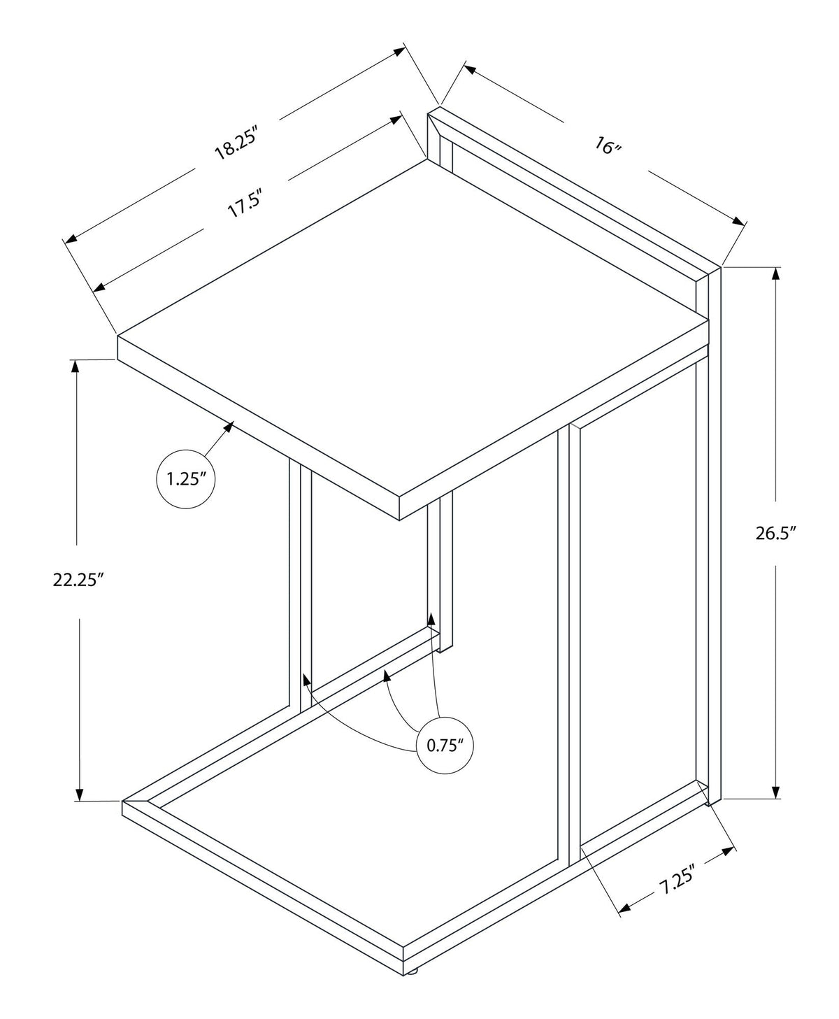Accent Table, C - Shaped, Contemporary & Modern by Unique Piece Furniture