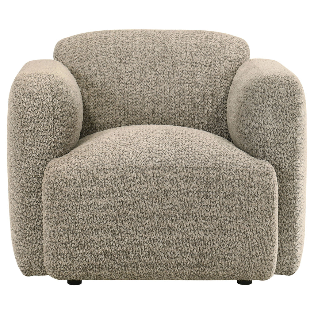 Dorset Fabric Upholstered Round Track Arm Accent Chair Brown by Unique Piece Furniture