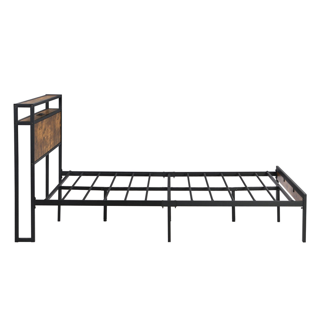 Platform Bed Frame With Wooden Headboard And Footboard, USB Liner by Unique Piece Furniture
