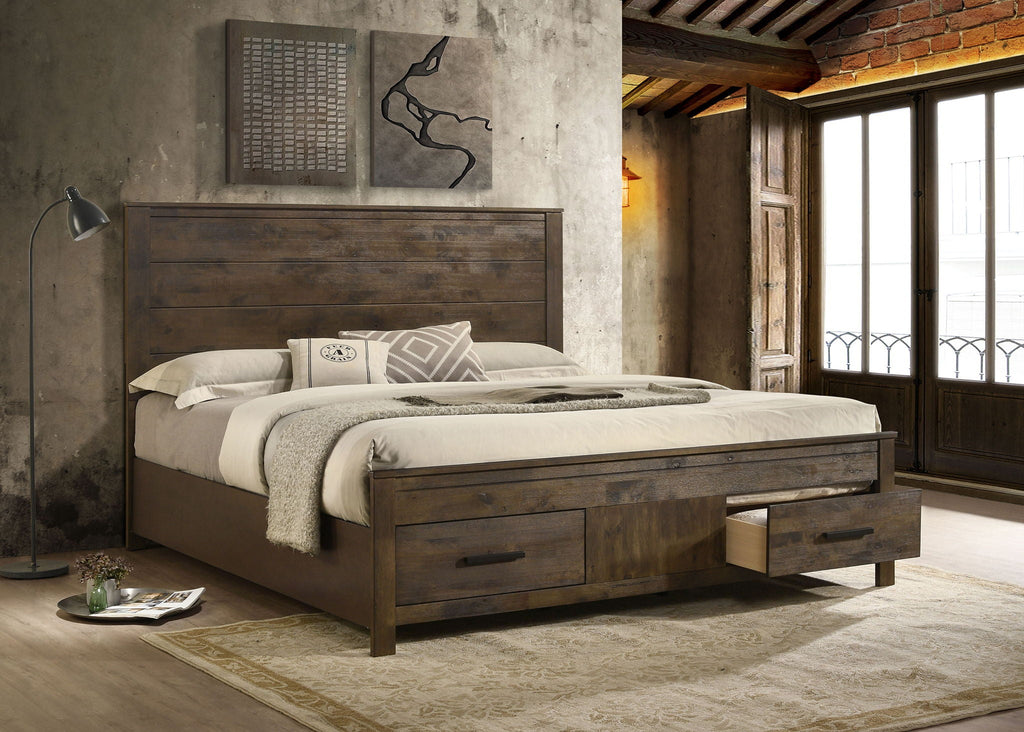 Woodmont Eastern King Storage Bed Rustic Golden Brown by Unique Piece Furniture
