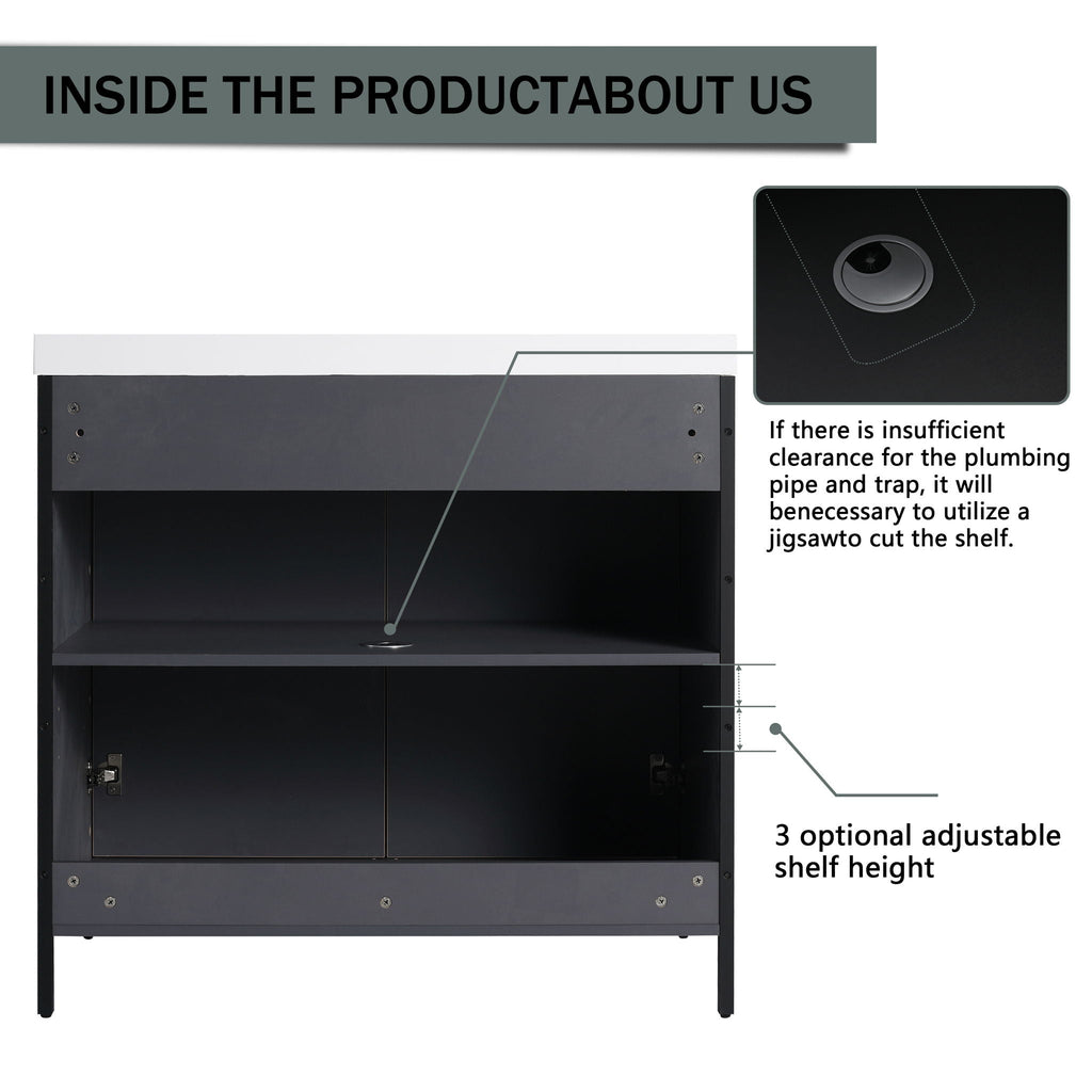 Modern Freestanding Bathroom Vanity With Resin Sink & Soft Close Cabinet Doors by Unique Piece Furniture
