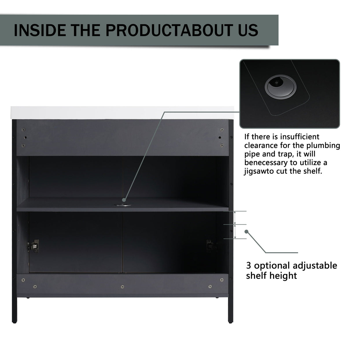 Modern Freestanding Bathroom Vanity With Resin Sink & Soft Close Cabinet Doors by Unique Piece Furniture