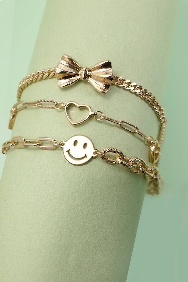 MULTI LAYER BOW SMILEY BRACELETS | 80B154 by Southern Satin