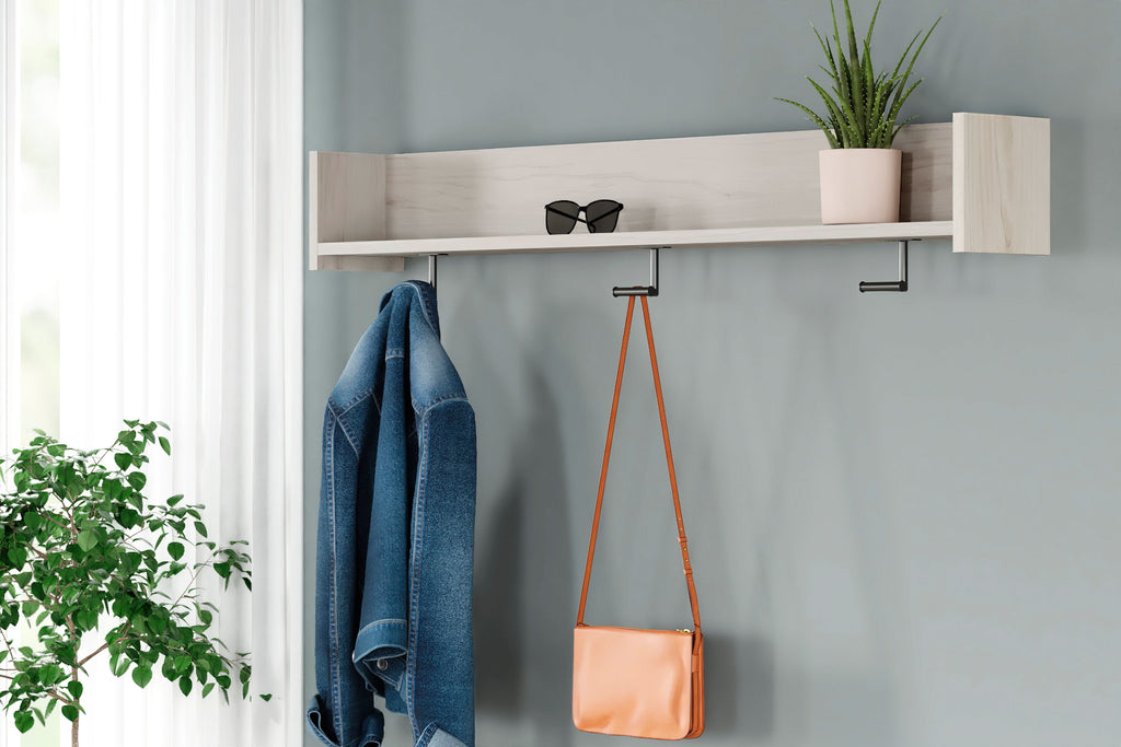 Socalle - Wall Mounted Coat Rack w/Shelf - Light Natural by Unique Piece Furniture