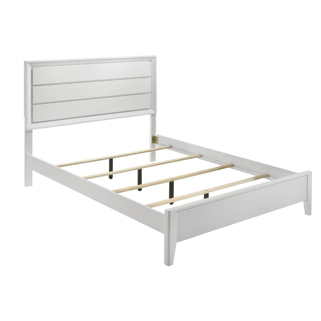 3 Piece Contemporary Bed Set With Wave Texture Panels And Angled Legs by Unique Piece Furniture