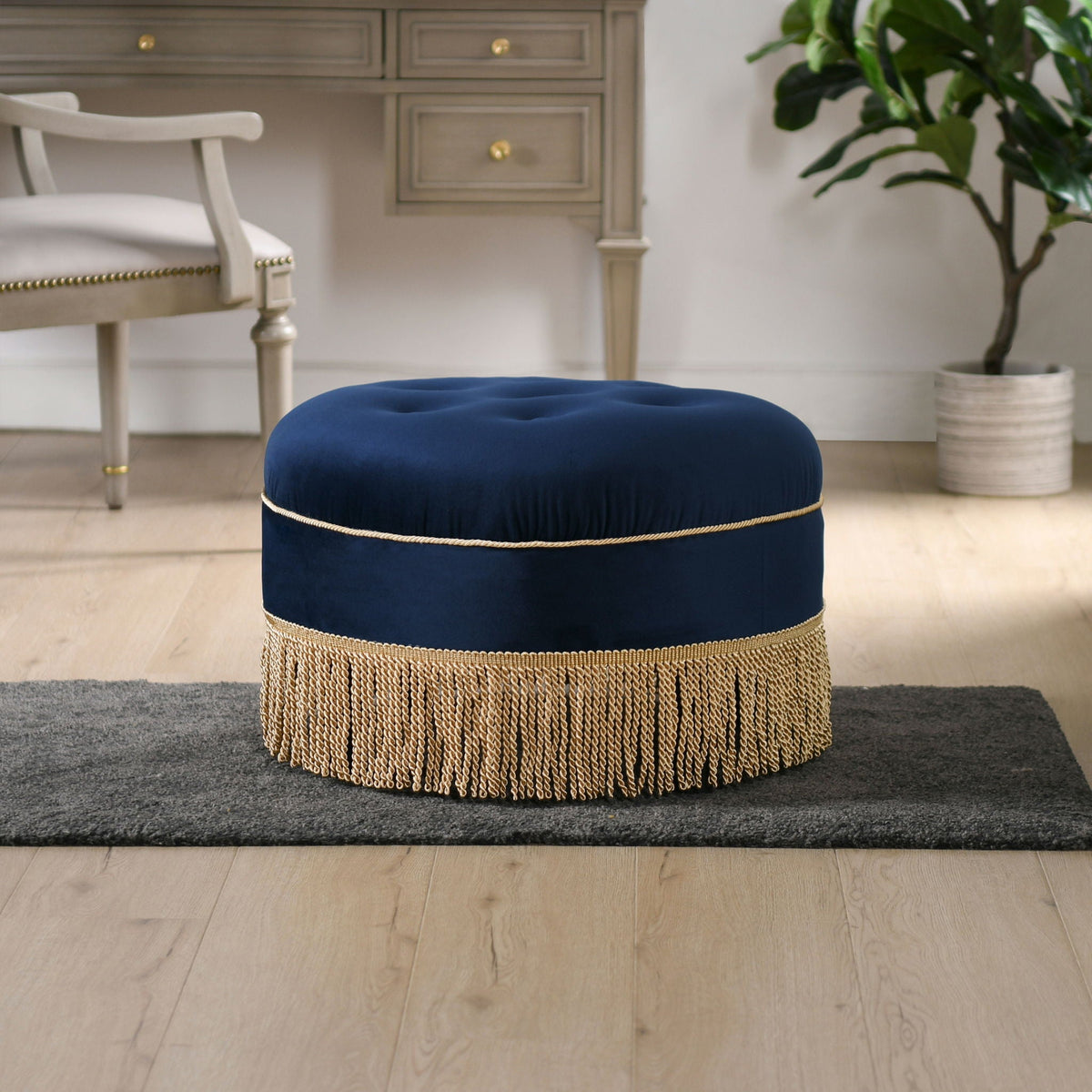 Yolanda - Round Upholstered Accent Ottoman by Unique Piece Furniture